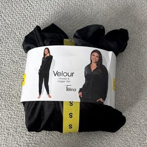 Felina Black Velour Lounge Set
